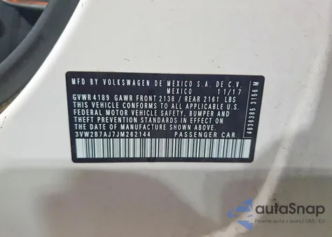 2018 Volkswagen Jetta S z USA, uszkodzony, nr VIN 3VW2B7AJ7JM262144